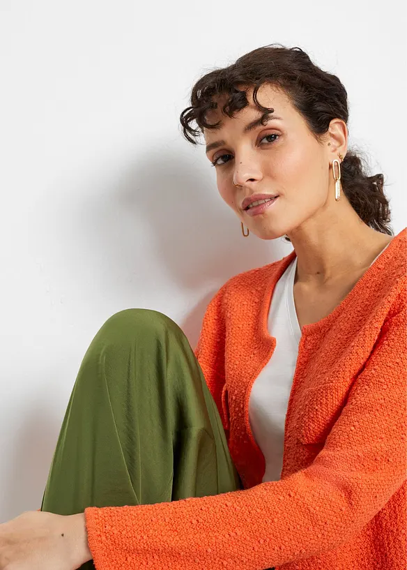 Gilet en maille bouclette façon tweed, bonprix