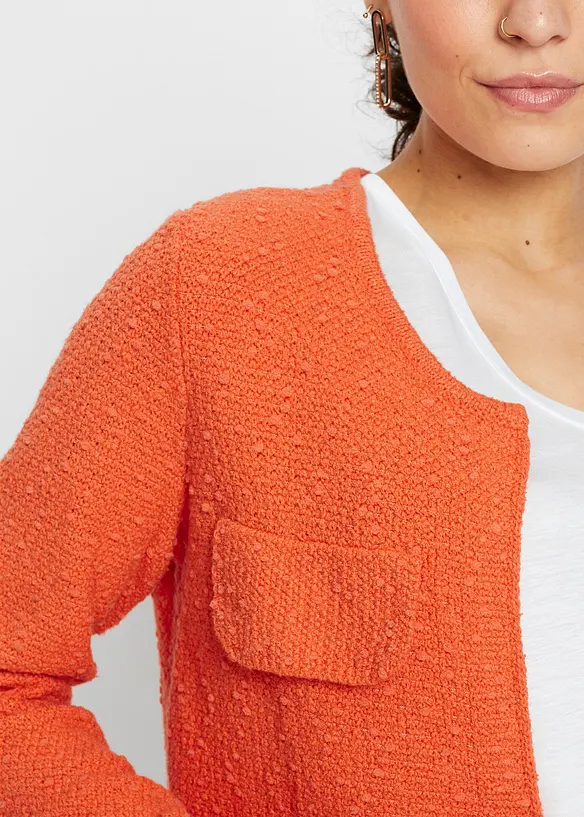 Gilet en maille bouclette façon tweed, bonprix
