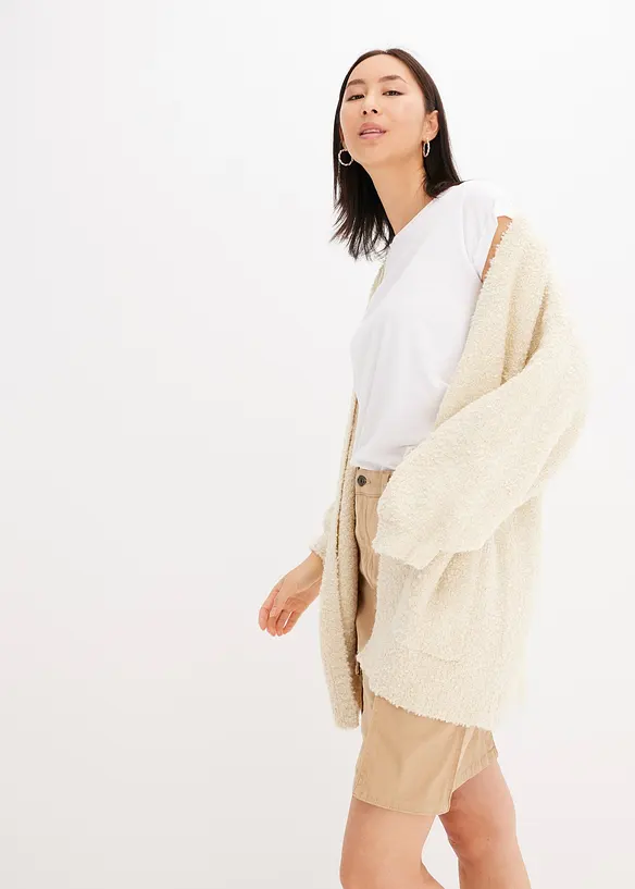 Oversize-Boucl&eacute;strickjacke, bonprix