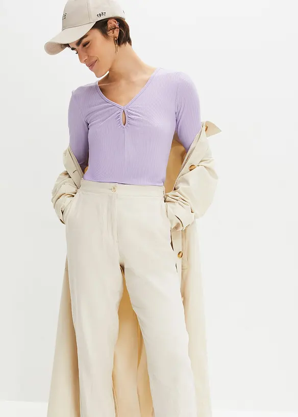 T-shirt côtelé en viscose douce, bonprix