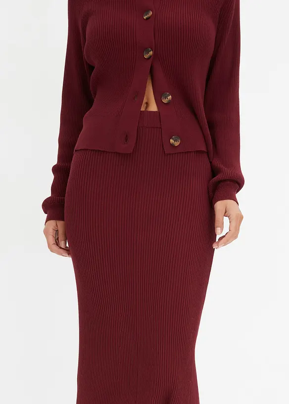 Jupe en maille de viscose mélangée côtelée, bonprix