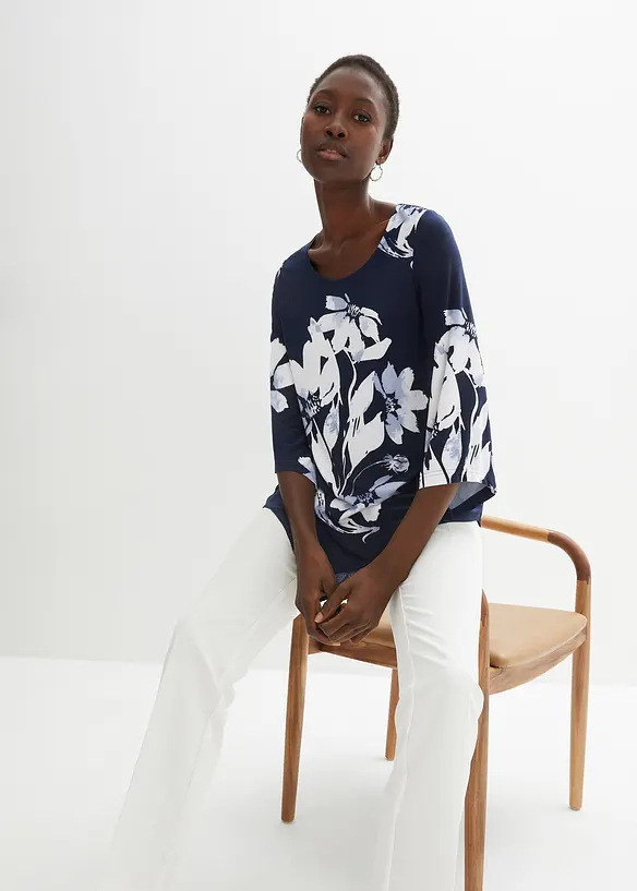 Shirt-Tunika mit floralem Muster, bonprix