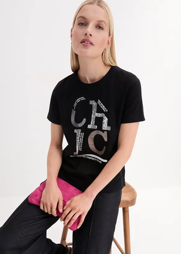 T-Shirt mit Glitzerdruck, bonprix