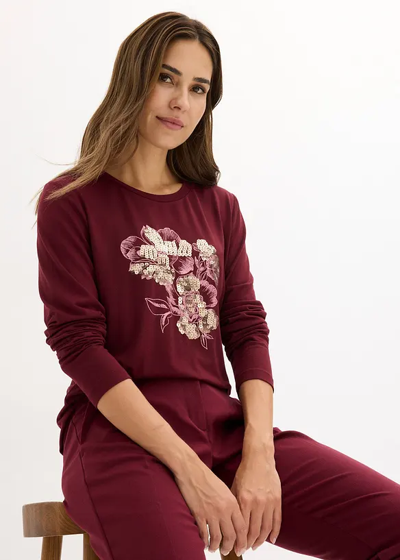 Langarmshirt mit Pailletten, bonprix