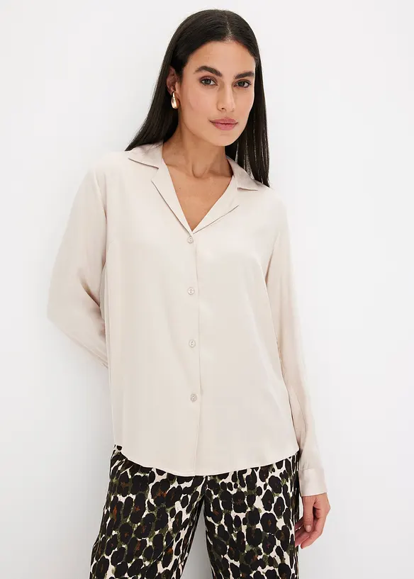 Satinbluse mit Reverskragen, bonprix
