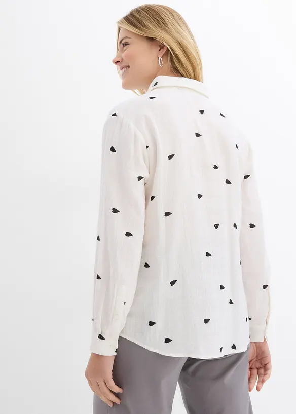 Musselin-Bluse mit Herzen, bonprix