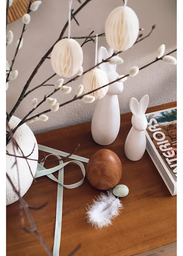 Objet d&eacute;co Lot de 3 &oelig;ufs de P&acirc;ques aspect bois, bonprix