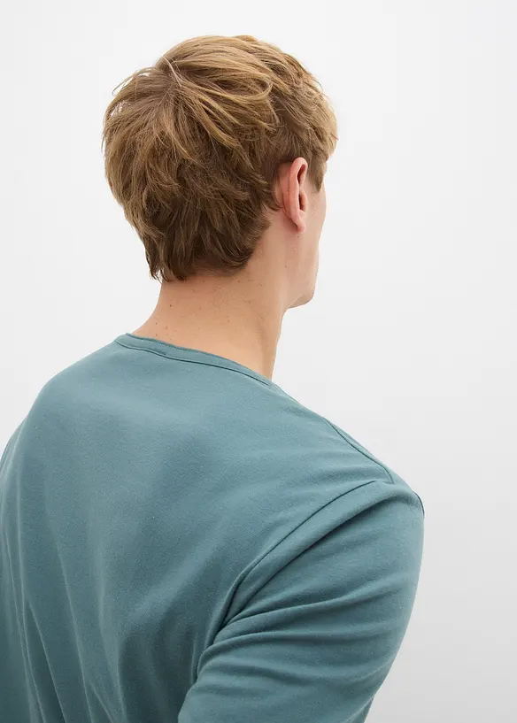 Langarm-Henleyshirt aus reiner Bio-Baumwolle, Slim Fit, bonprix