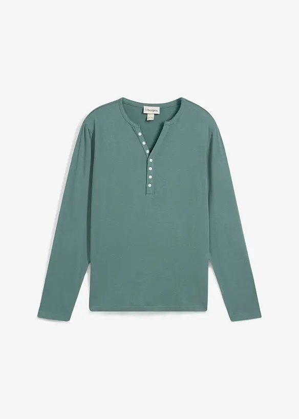 Langarm-Henleyshirt aus reiner Bio-Baumwolle, Slim Fit, bonprix
