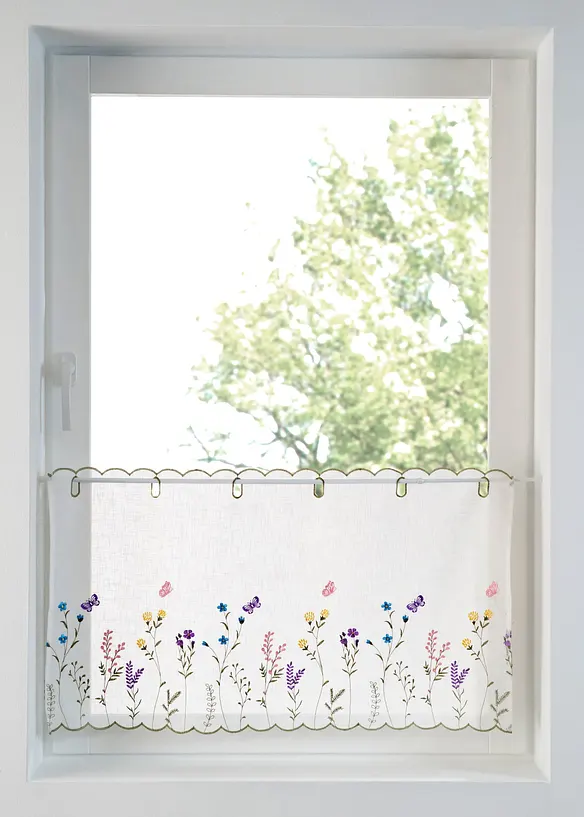 Scheibengardine mit floraler Stickerei, bonprix