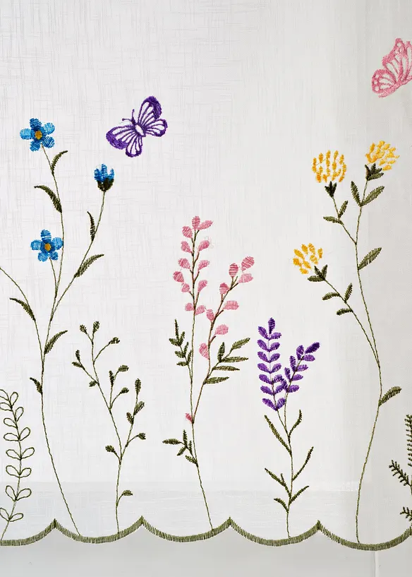 Scheibengardine mit floraler Stickerei, bonprix