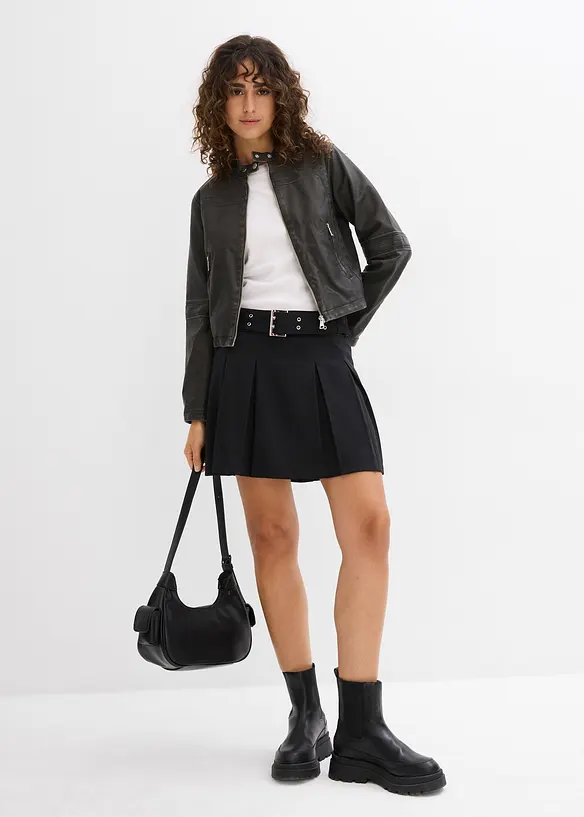 Veste biker, look used, bonprix