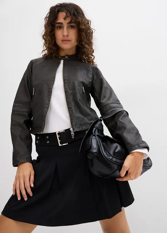 Veste biker, look used, bonprix