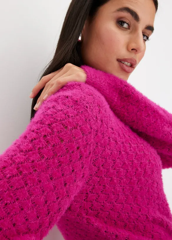 Ajour-Pullover mit Federgarn, bonprix