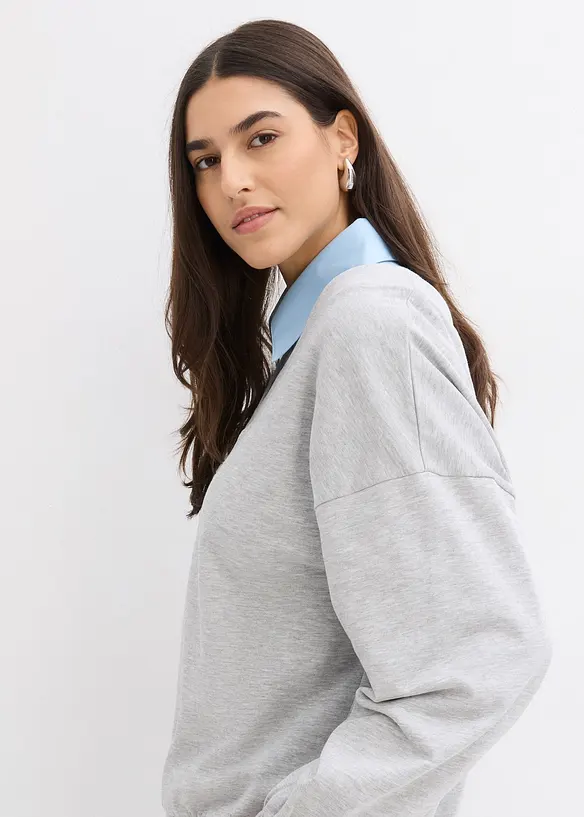 Sweat-shirt oversize en coton mélangé doux, bonprix