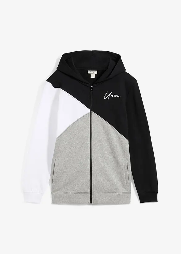 Sweat zippé à capuche 100% coton Loose, bonprix