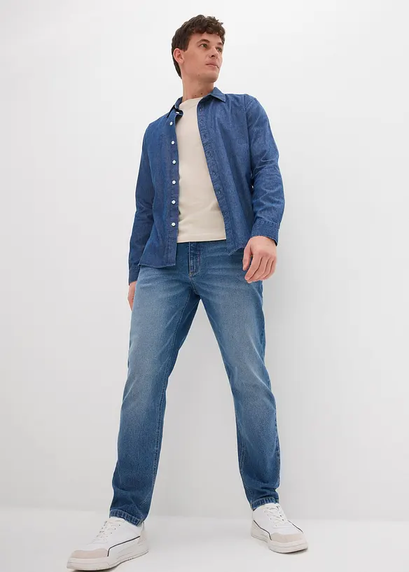 Jean extensible loose, en denim épais, coupe fuselée, bonprix