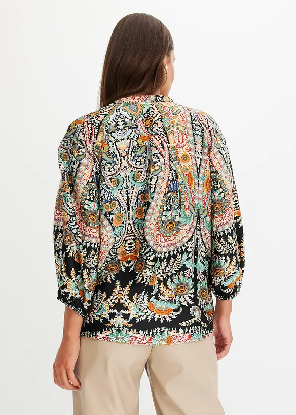 Blouse imprimée en satin fluide, bonprix