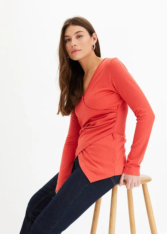 Rippshirt in Wickeloptik, bonprix