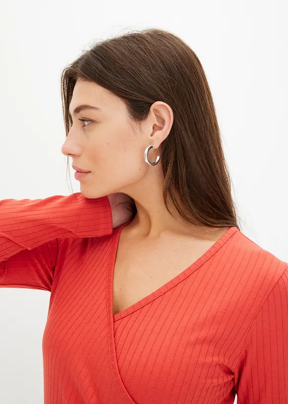 Rippshirt in Wickeloptik, bonprix