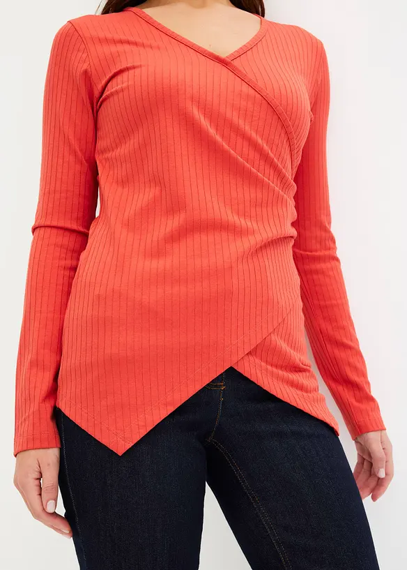 Rippshirt in Wickeloptik, bonprix