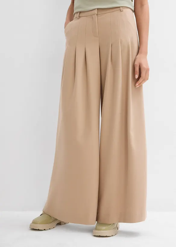 Pantalon à pinces taille haute en viscose mélangée, bonprix