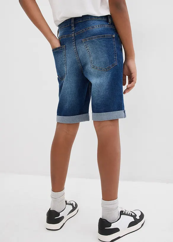 Stretch-Jeans-Bermuda mit verstellbarem Bund, Slim Fit, bonprix