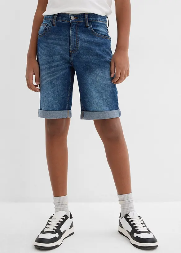 Stretch-Jeans-Bermuda mit verstellbarem Bund, Slim Fit, bonprix