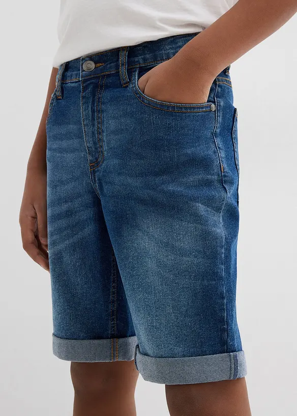 Stretch-Jeans-Bermuda mit verstellbarem Bund, Slim Fit, bonprix