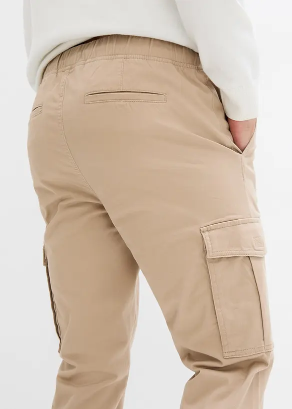 Pantalon droit stretch taille élastiquée et poches cargo, Slim Fit, bonprix