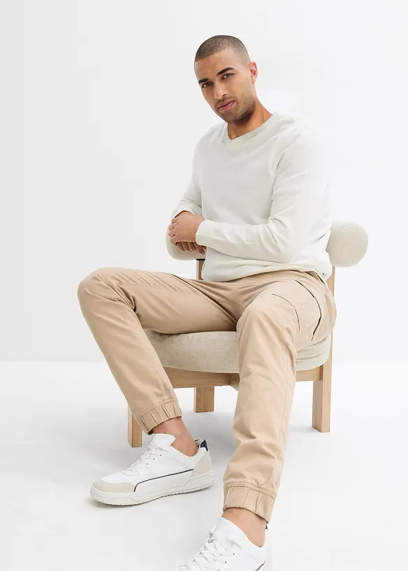 Pantalon droit stretch taille élastiquée et poches cargo, Slim Fit, bonprix