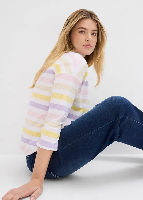 Slub-Shirt aus Bio-Baumwolle, 3/4 Arm, bonprix