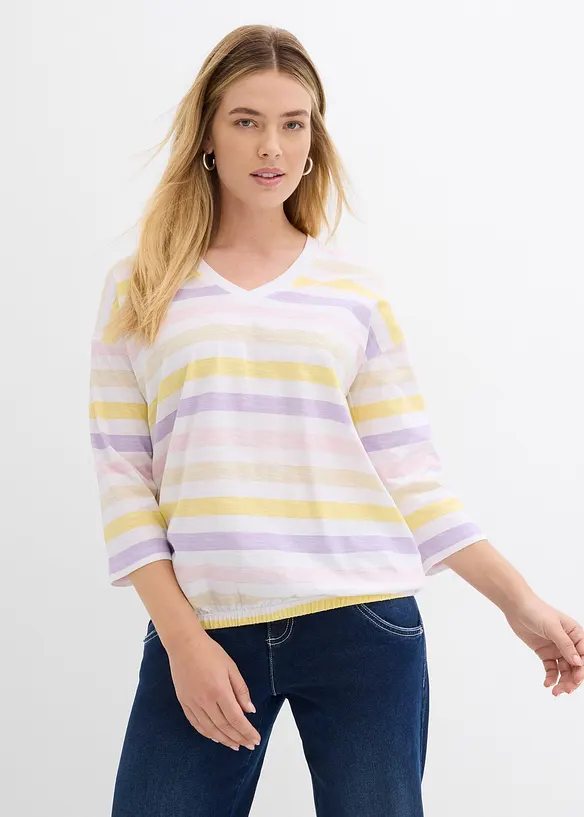 Slub-Shirt aus Bio-Baumwolle, 3/4 Arm, bonprix