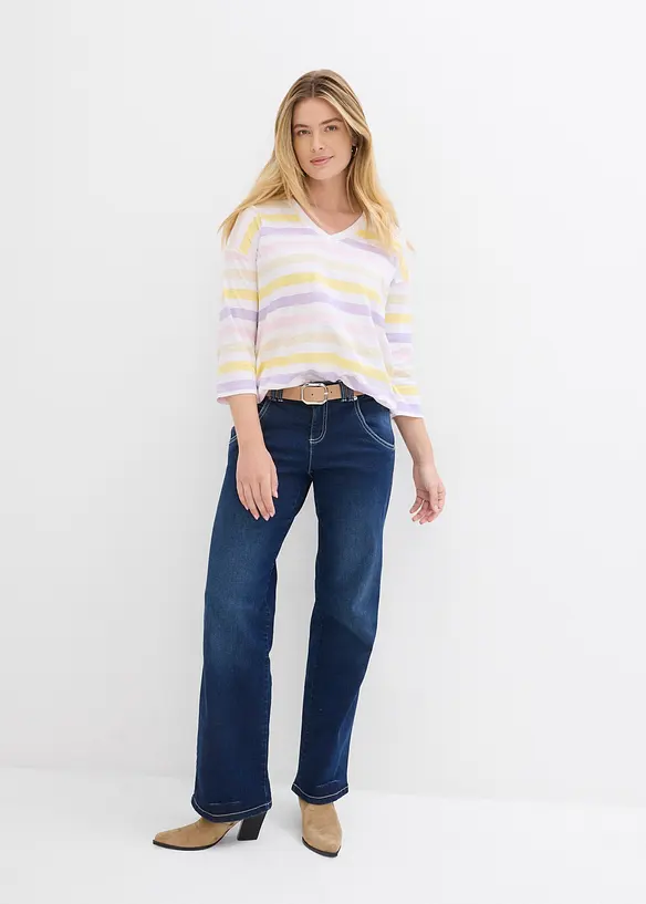 Slub-Shirt aus Bio-Baumwolle, 3/4 Arm, bonprix