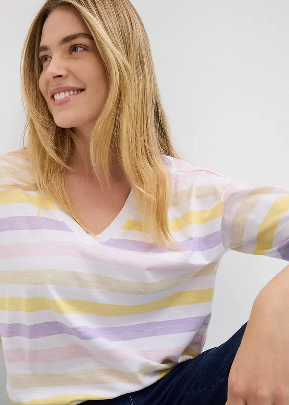 Slub-Shirt aus Bio-Baumwolle, 3/4 Arm, bonprix