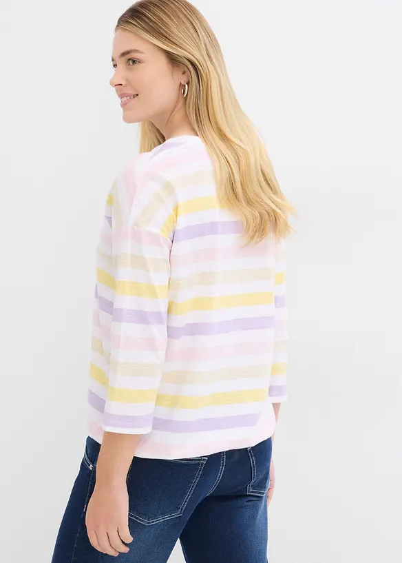 Slub-Shirt aus Bio-Baumwolle, 3/4 Arm, bonprix
