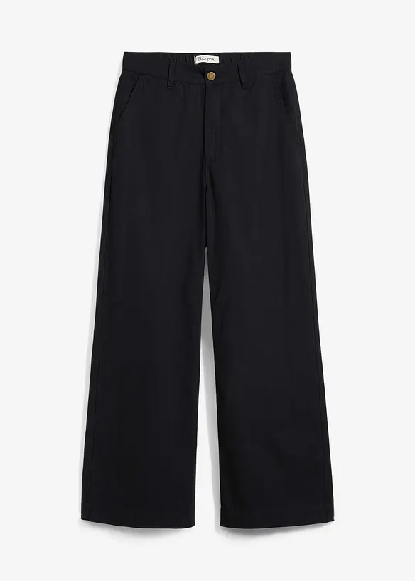 Pantalon large 100% coton, taille haute, bonprix