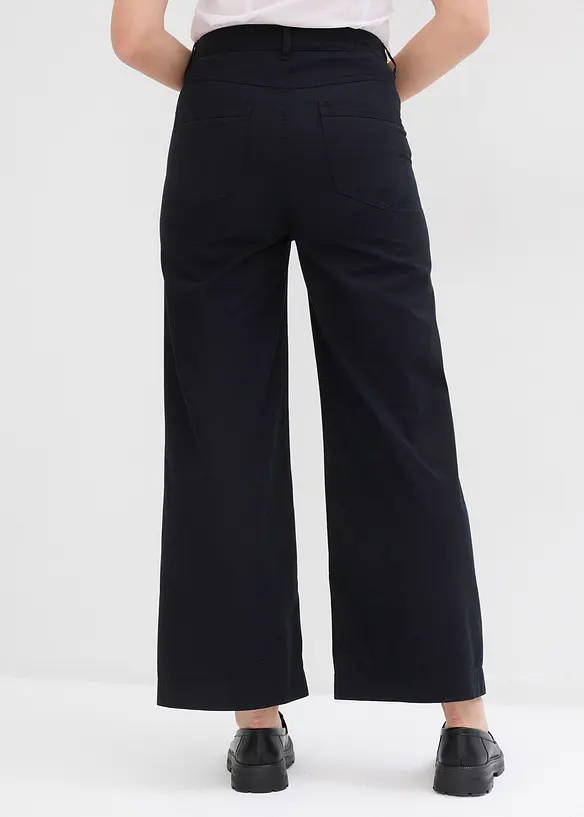 Pantalon large 100% coton, taille haute, bonprix