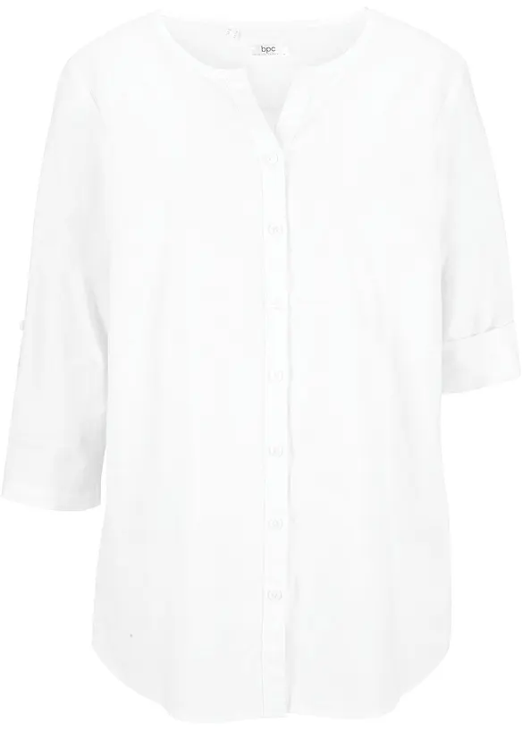 Bluse mit Leinen, 3/4 Arm, bonprix