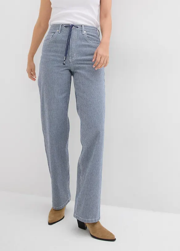 Jean droit rayé, taille haute, loose, bonprix