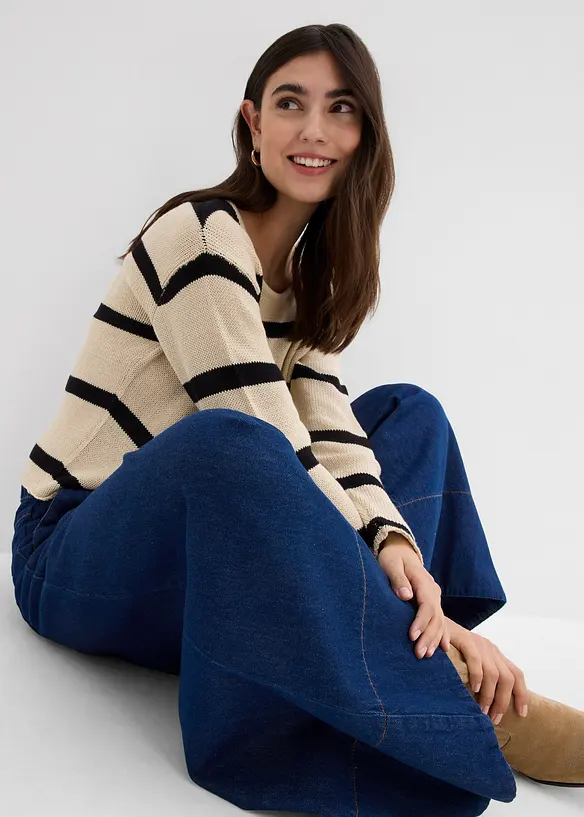 Jean large, taille mi-haute et élastiquée, bonprix