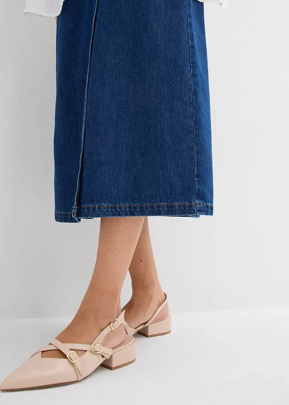 Jupe en jean, style portefeuille, super douce, bonprix