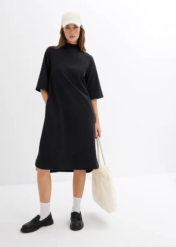 Shirtkleid aus elastischem Bio-Baumwoll-Mix, bonprix