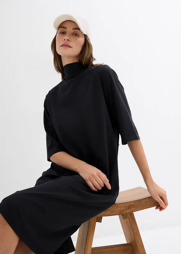 Shirtkleid aus elastischem Bio-Baumwoll-Mix, bonprix
