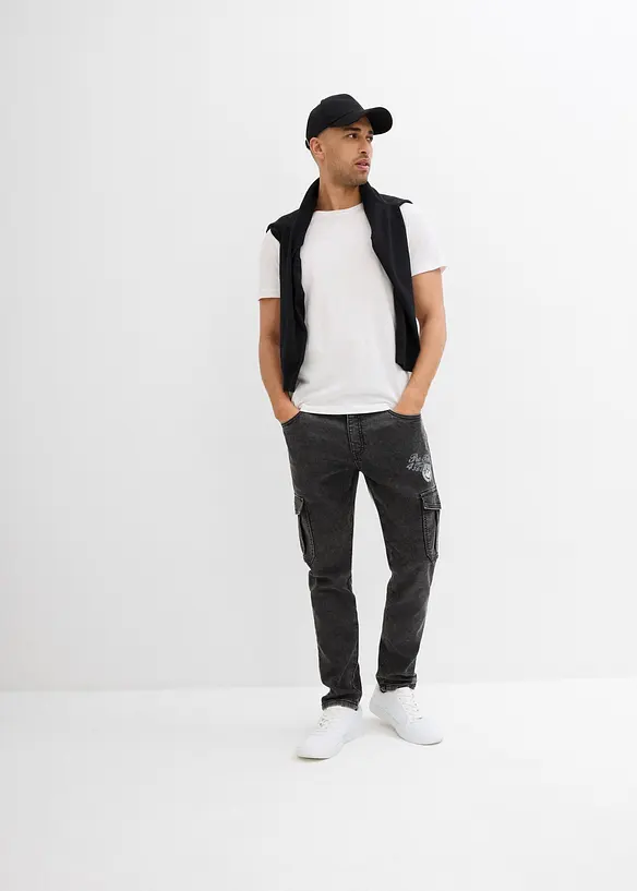 Jean cargo extensible, Regular, fuselé, bonprix