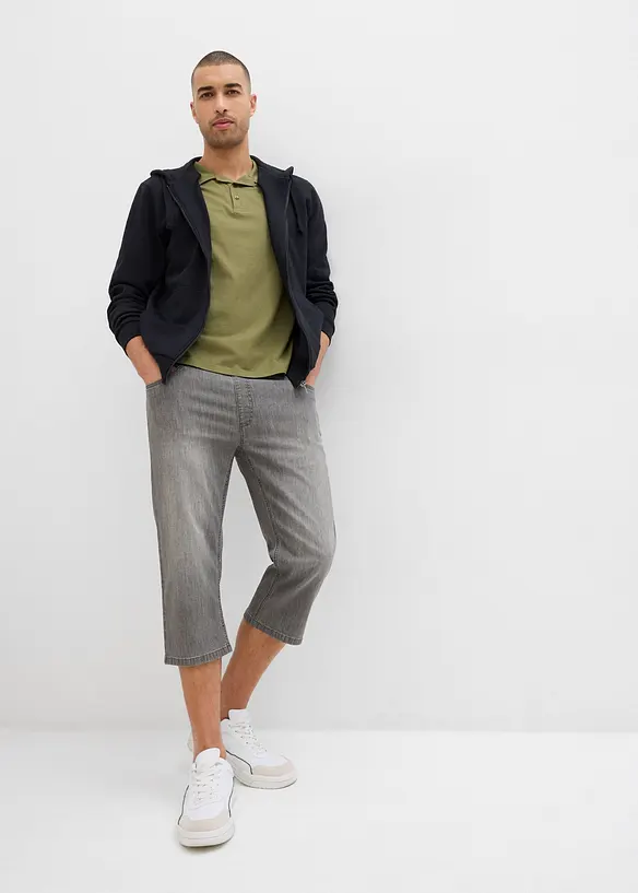 Lot de 2 jeans jogger 3/4 en denim l&eacute;ger, coupe droite regular, bonprix