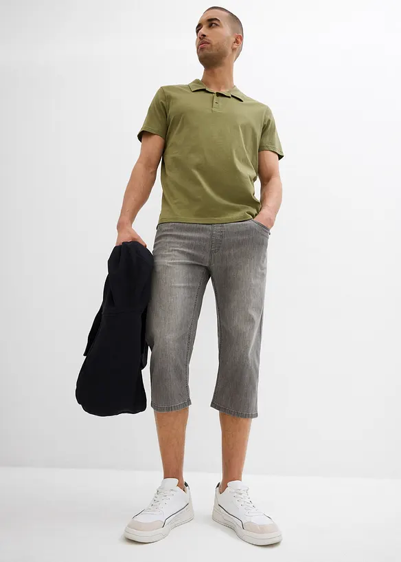 Lot de 2 jeans jogger 3/4 en denim l&eacute;ger, coupe droite regular, bonprix