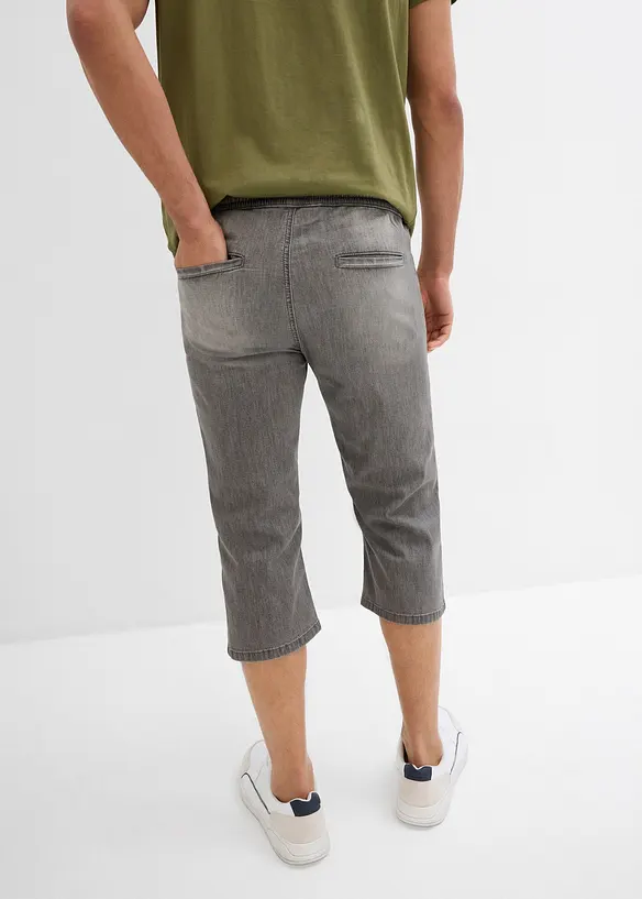 Lot de 2 jeans jogger 3/4 en denim l&eacute;ger, coupe droite regular, bonprix