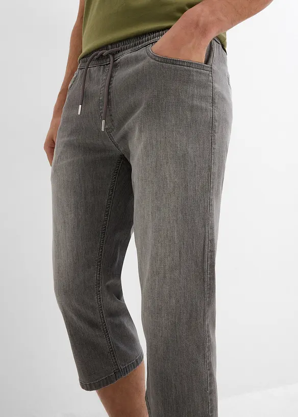 Lot de 2 jeans jogger 3/4 en denim l&eacute;ger, coupe droite regular, bonprix