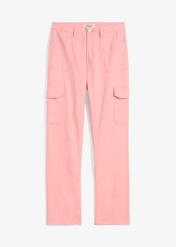 Pantalon cargo large en twill, taille mi-haute, bonprix